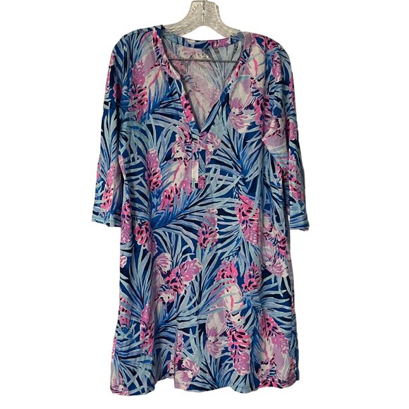 Lilly Pulitzer Daphne Dress Women's Size Large Mr Peacock Blue Tweethearts Excel - Picture 2 of 6